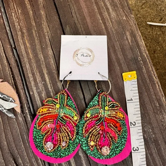 Multicolor Beaded Earrings - Picture 3 of 5